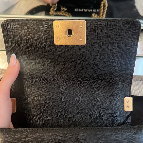 Chanel mini boy bag, black with brushed gold hardware - Picture 8 of 13